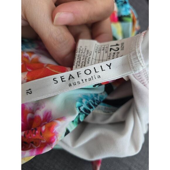 Women's Anthropologie Seafolly One Piece Floral Swimsuit Halter Neck Size US 8 - Picture 9 of 10